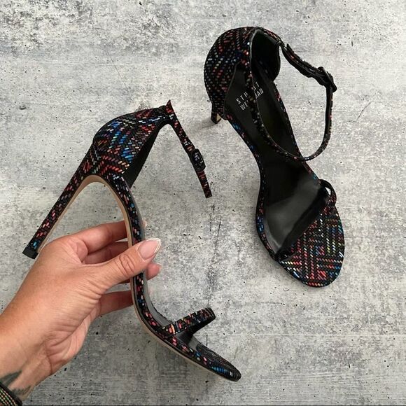 Stuart Weitzman NudistSong Multi Technicolor Heels 9.5